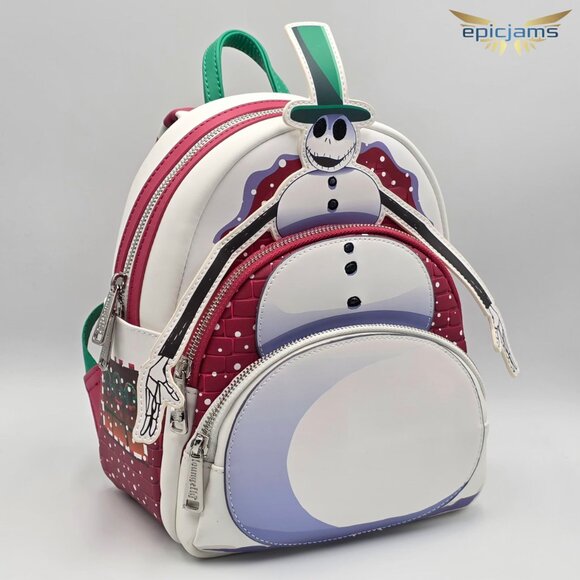 Loungefly The Nightmare Before Christmas Snowman Jack Skellington Mini Backpack - Picture 2 of 5